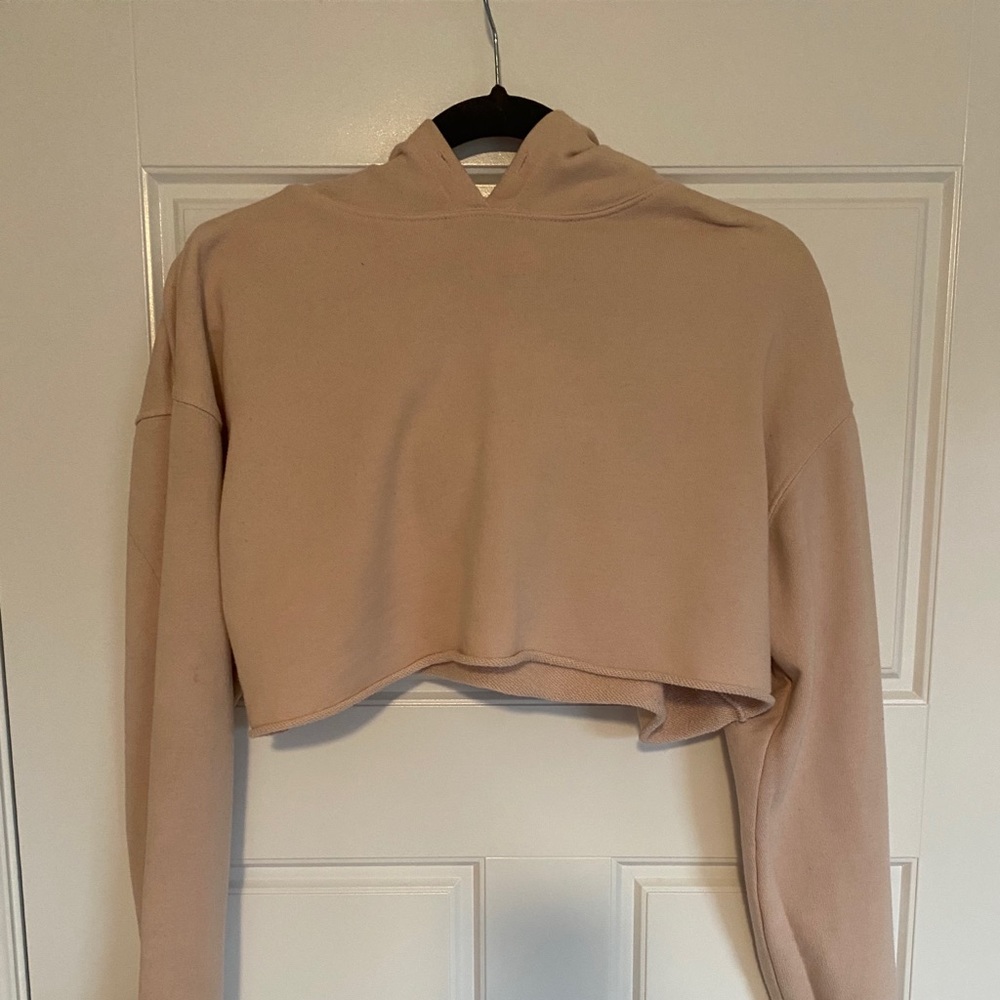 Faded pale pink cropped hoodie